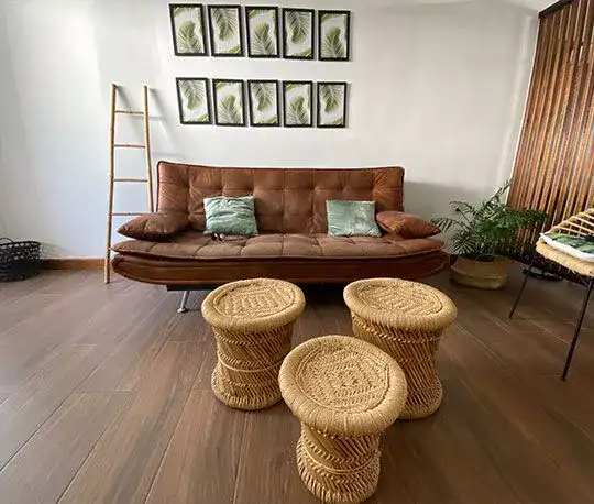 Vinyl flooring installed in living room