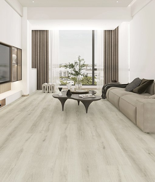 Arctic White Vinyl Flooring installed in live room